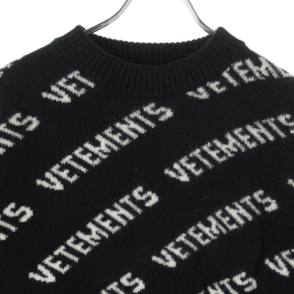 VETEMENTS(ヴェトモン) MONOGRAM KNITTED SWEATER モノグラム スウェット ロゴニット ブラック/ホワイト UA53KN300B