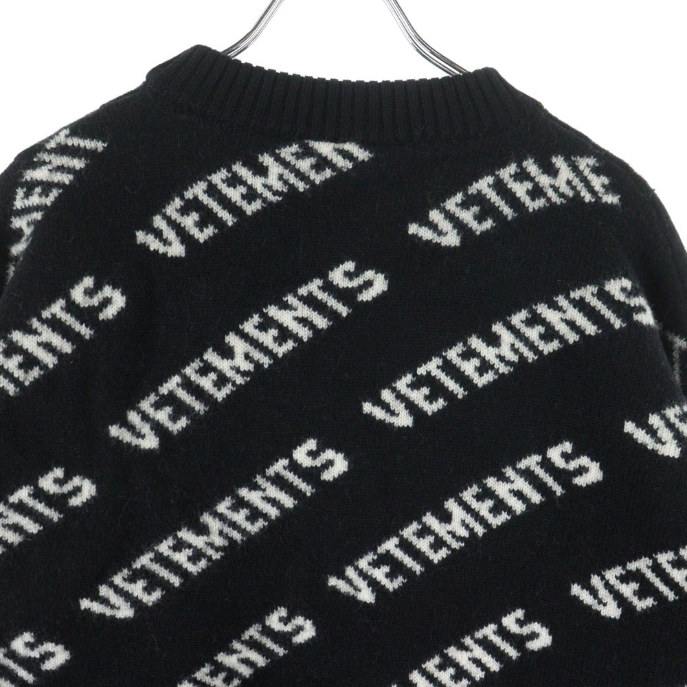 VETEMENTS(ヴェトモン) MONOGRAM KNITTED SWEATER モノグラム スウェット ロゴニット ブラック/ホワイト UA53KN300B