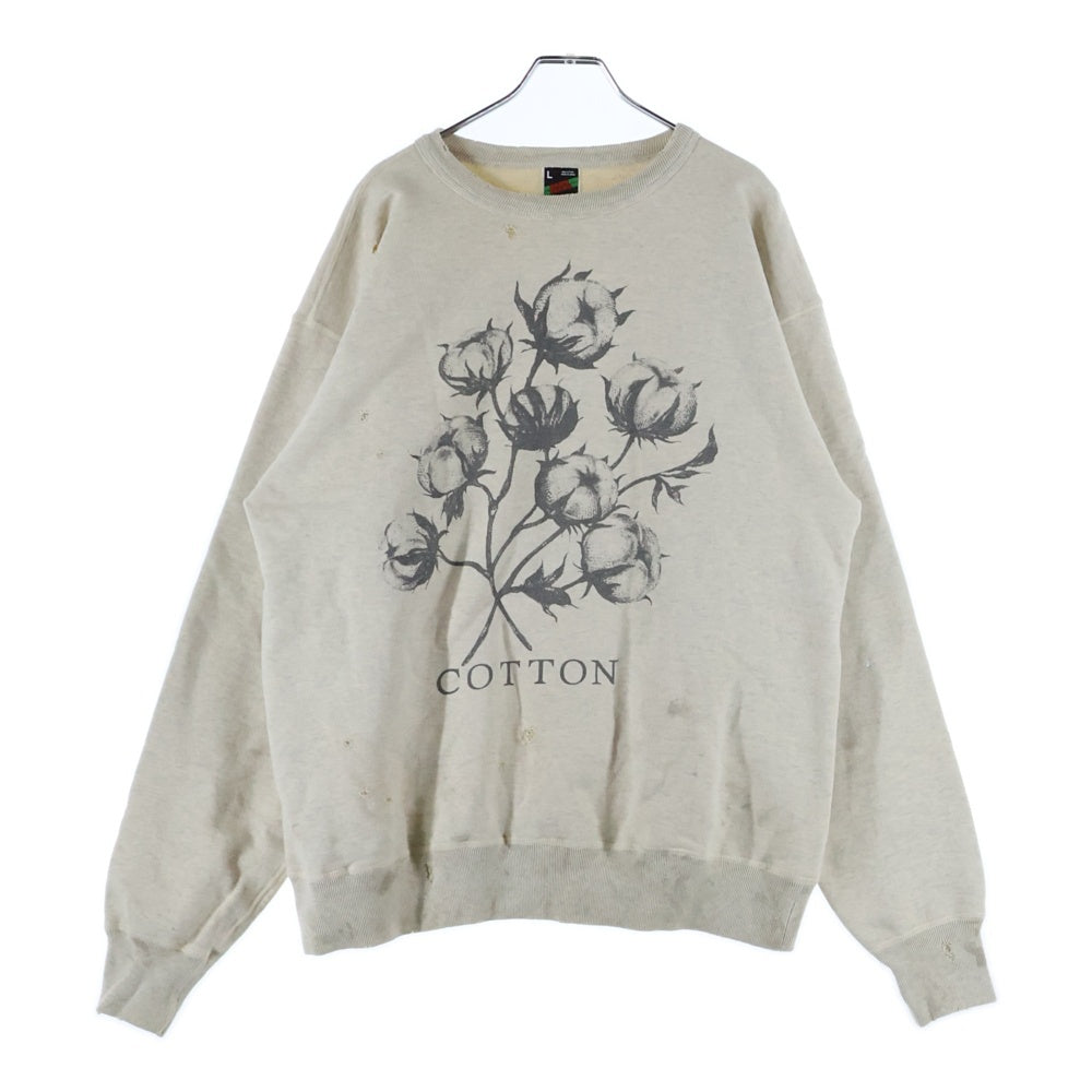 SAINT MICHAEL(セントマイケル) 22SS × Denim Tears ×デニムティアーズ デストロイ加工 クルーネックスウェット トレーナー アイボリー SM-S22-0000-067