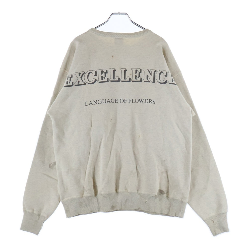 SAINT MICHAEL(セントマイケル) 22SS × Denim Tears ×デニムティアーズ デストロイ加工 クルーネックスウェット トレーナー アイボリー SM-S22-0000-067