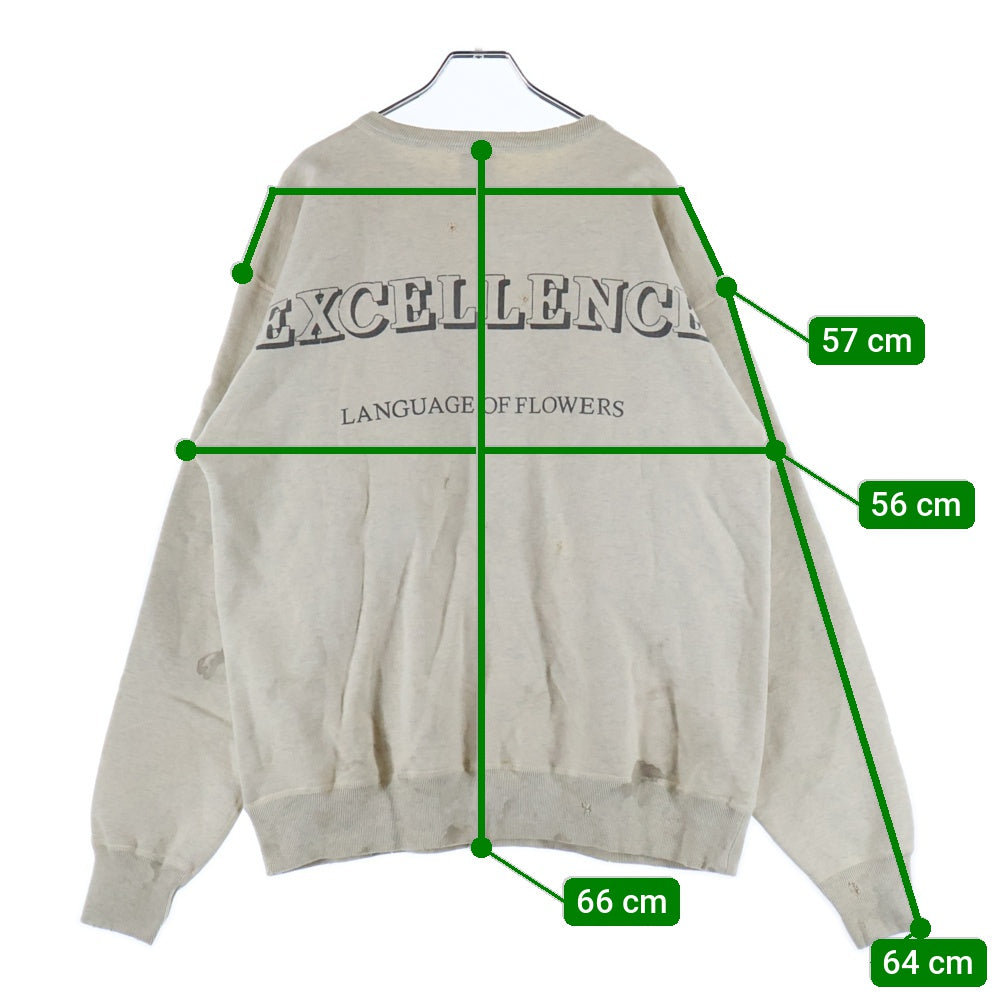 SAINT MICHAEL(セントマイケル) 22SS × Denim Tears ×デニムティアーズ デストロイ加工 クルーネックスウェット トレーナー アイボリー SM-S22-0000-067