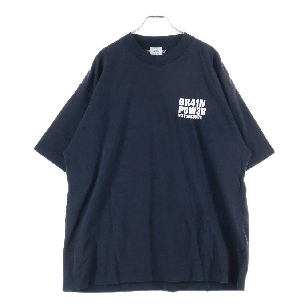 VETEMENTS(ヴェトモン) 刺繍デザイン 半袖Tシャツ カットソー ブラック UE63TR380B