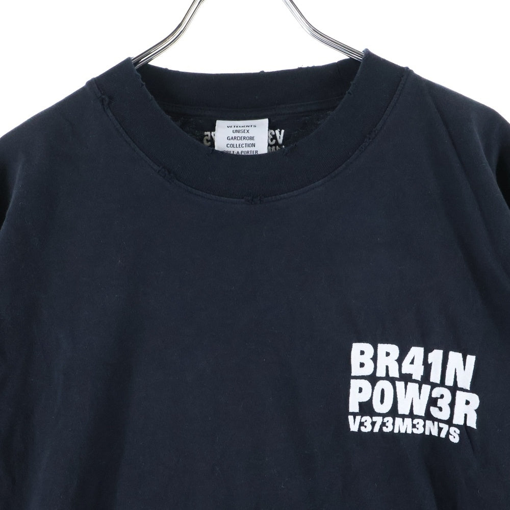 VETEMENTS(ヴェトモン) 刺繍デザイン 半袖Tシャツ カットソー ブラック UE63TR380B