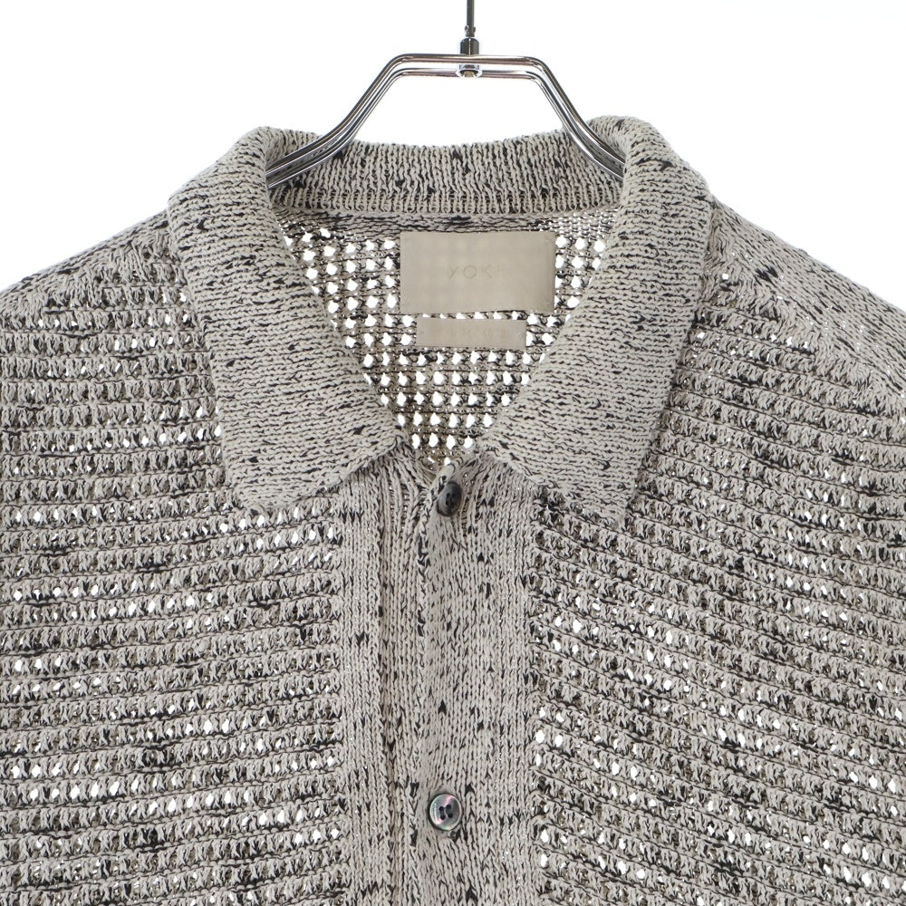 YOKE(ヨーク) 24SS MESH KNITTED BUTTONED CARDIGAN メッシュニットカーディガン グレー YK24SS0676S