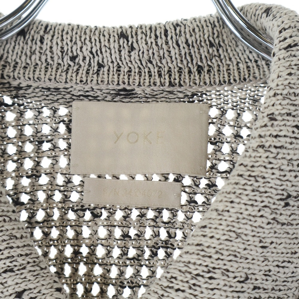 YOKE(ヨーク) 24SS MESH KNITTED BUTTONED CARDIGAN メッシュニットカーディガン グレー YK24SS0676S