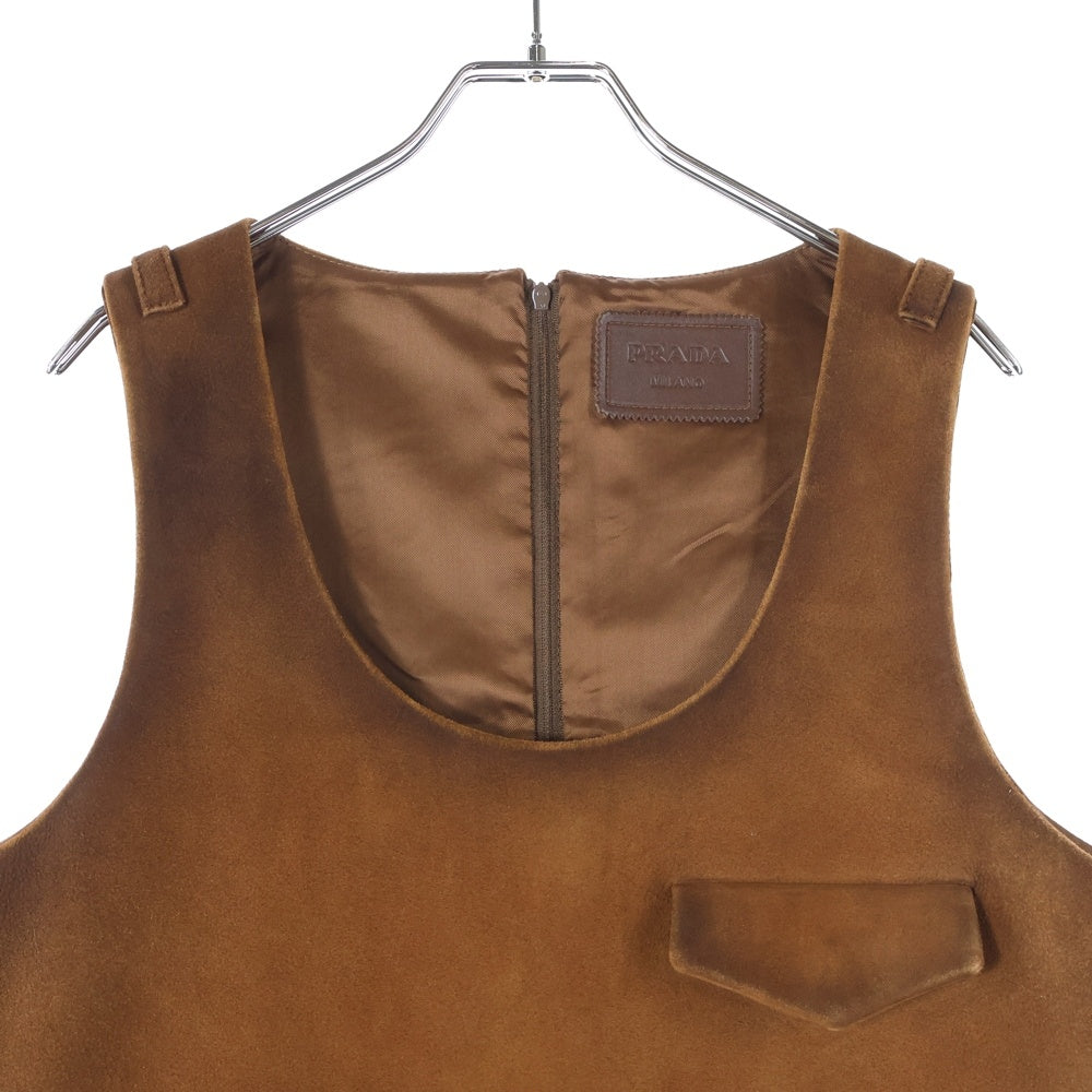 PRADA ブラウン レディース サイズ38 ワンピース 8031 PRADA(プラダ) ラムスキン スエードワンピース ブラウン UPC204 レディース