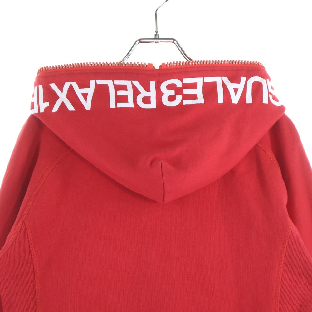 1 PIU 1 UGUALE 3 RELAX(ウノピゥウノウグァーレトレ) ライトストーンフルジップパーカー ロゴフーディー レッド