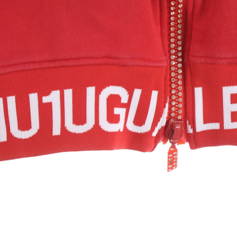 1 PIU 1 UGUALE 3 RELAX(ウノピゥウノウグァーレトレ) ライトストーンフルジップパーカー ロゴフーディー レッド