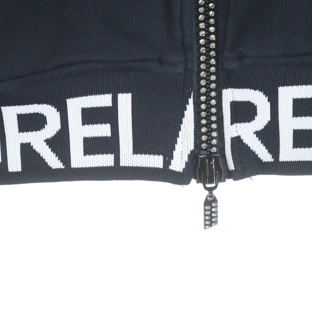 1 PIU 1 UGUALE 3 RELAX(ウノピゥウノウグァーレトレ) ライトストーンフルジップパーカー ロゴフーディー ブラック