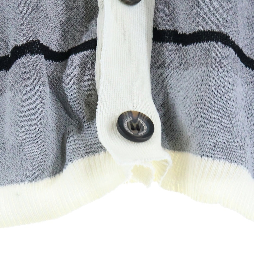 1 PIU 1 UGUALE 3(ウノピゥウノウグァーレトレ) Vネックボーダーカーディガン ニット グレー