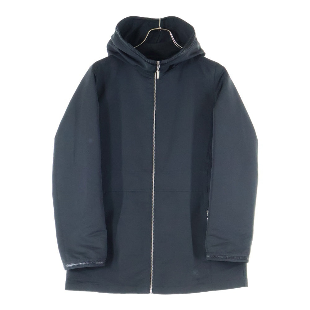 COURREGES(クレージュ) フード付きナイロンジャケット レザー切替ジャケット ブラック AGF18712W