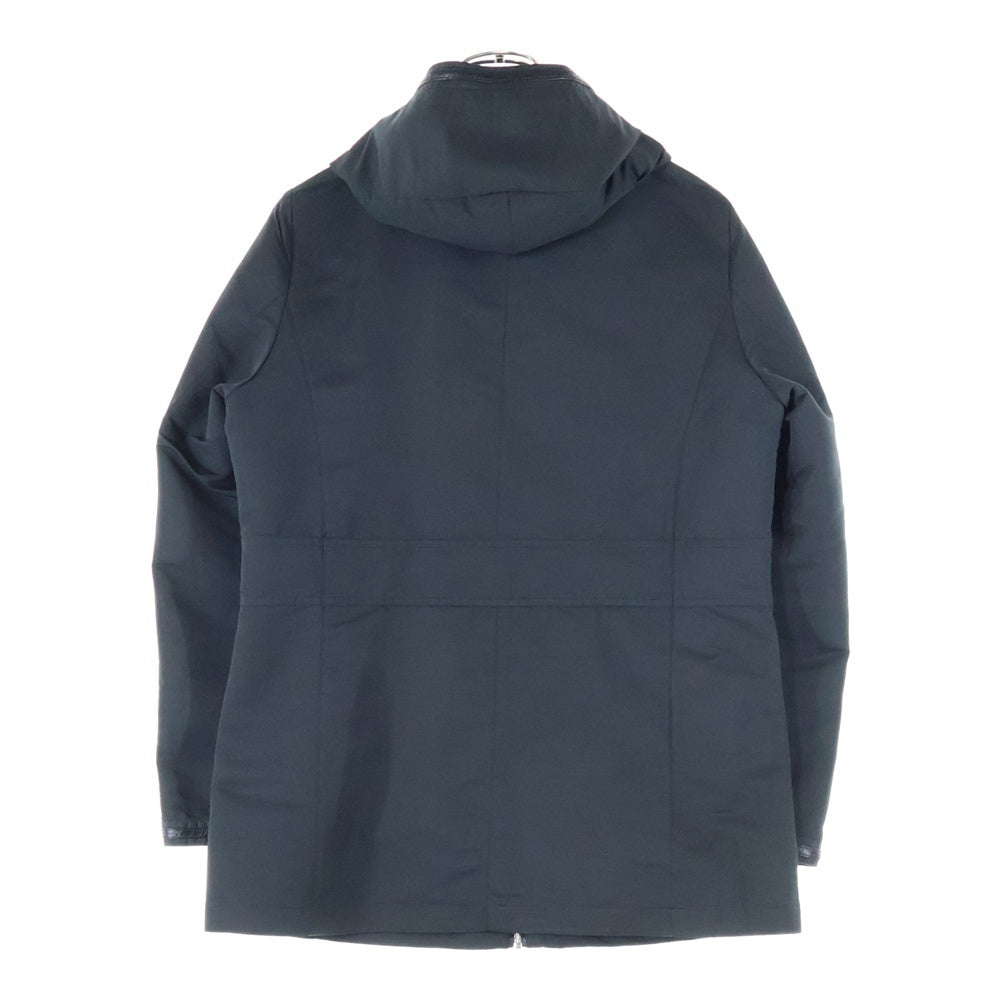 COURREGES(クレージュ) フード付きナイロンジャケット レザー切替ジャケット ブラック AGF18712W