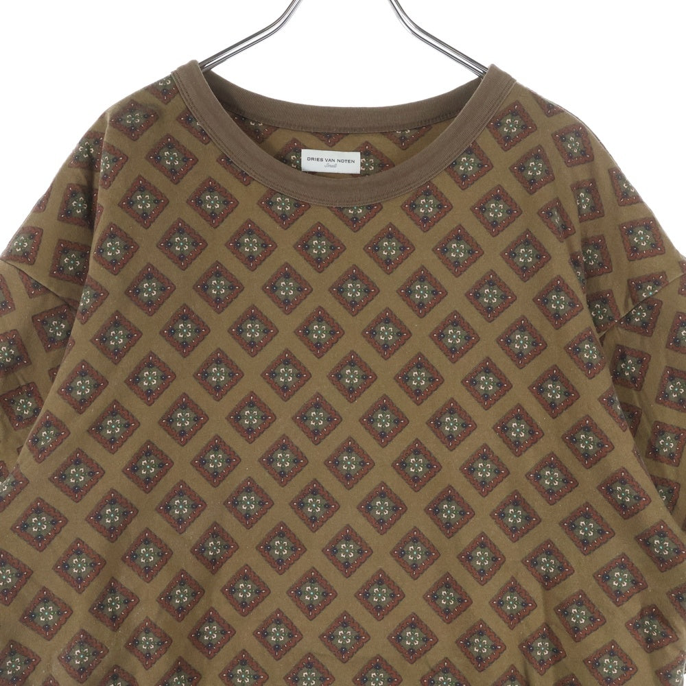 DRIES VAN NOTEN(ドリスヴァンノッテン) 総柄デザイン 半袖Tシャツ カットソー ブラウン