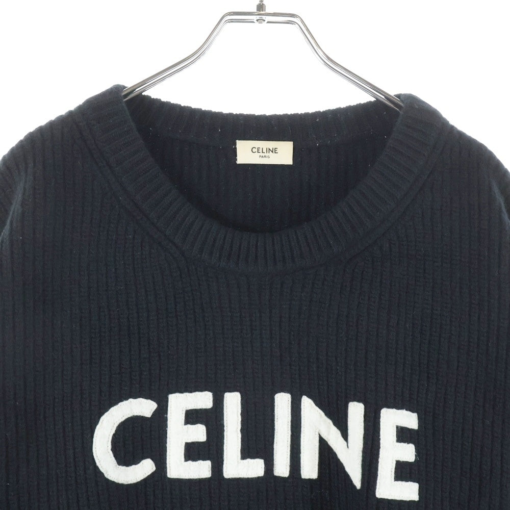 CELINE(セリーヌ) ロゴワッペン クルーネックニット セーター ブラック