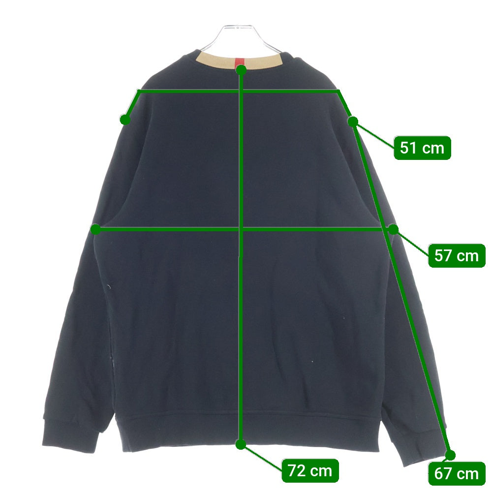 BURBERRY(バーバリー) チェック柄 ロゴ刺繍クルーネックニット スウェット ブラック