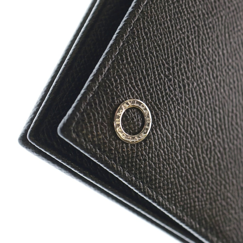 BVLGARI(ブルガリ) グレインレザー ロングウォレット 2つ折り長財布 ブラック