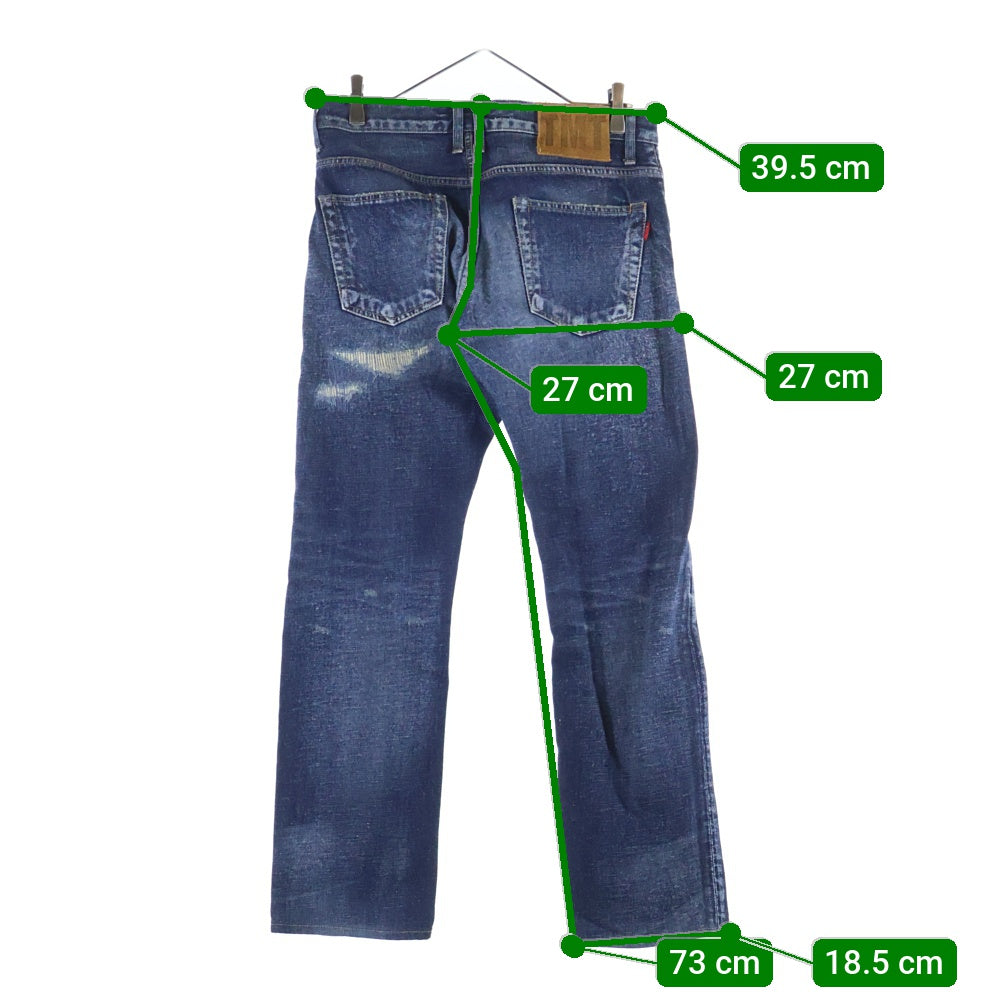 T.M.T(ティーエムティー) CRUSH DENIM PANTS クラッシュデニムパンツ ストレートパンツ インディゴ TPT-S1603