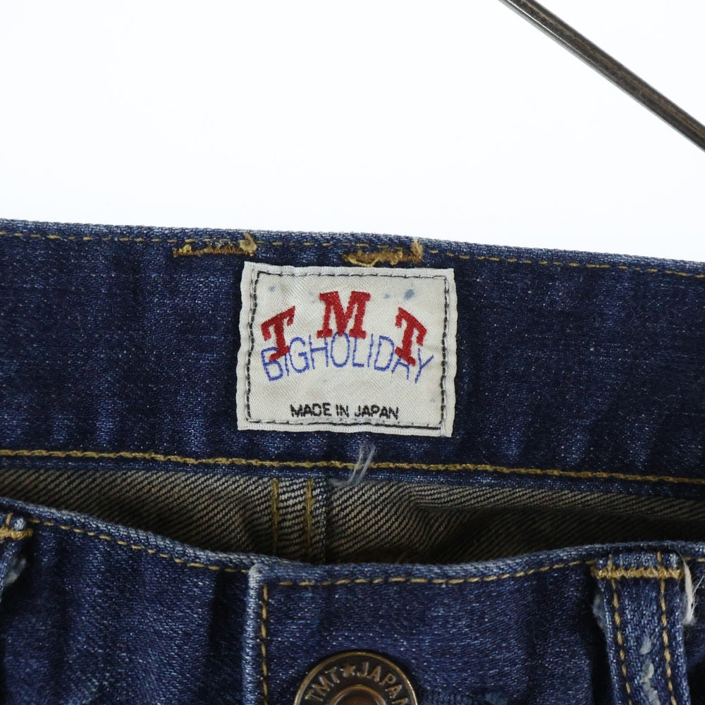 T.M.T(ティーエムティー) STRETCH CRUSH&REPEIR DENIM 5P TAPERED ストレッチ クラッシュ リペア デニムパンツ ストレートパンツ ブルー TPT-F1706