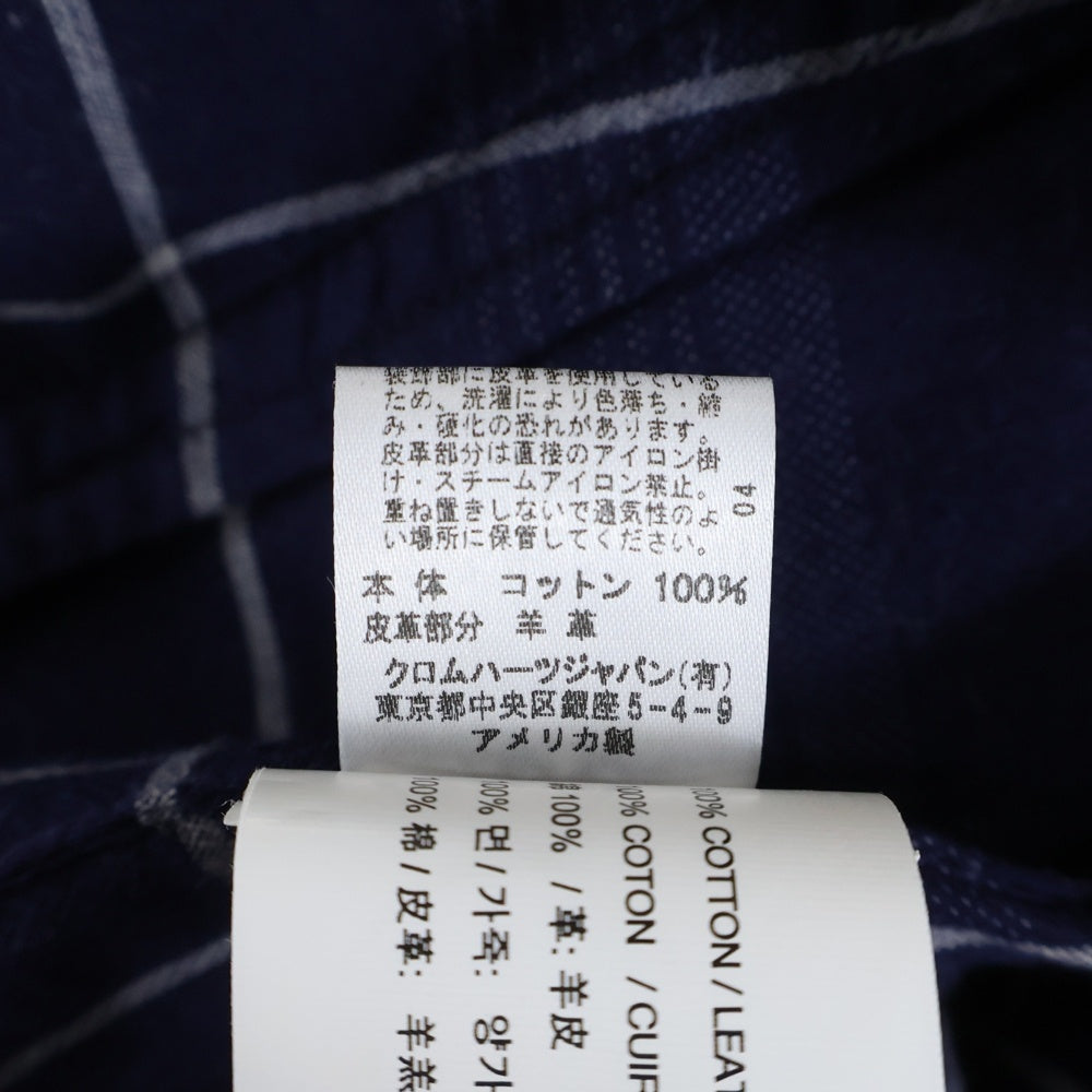 CHROME HEARTS(クロムハーツ) Y NOT Check Shir ワイノット 袖フローラルクロス ルーズエンド チェック長袖シャツ フランネルシャツ ブルー