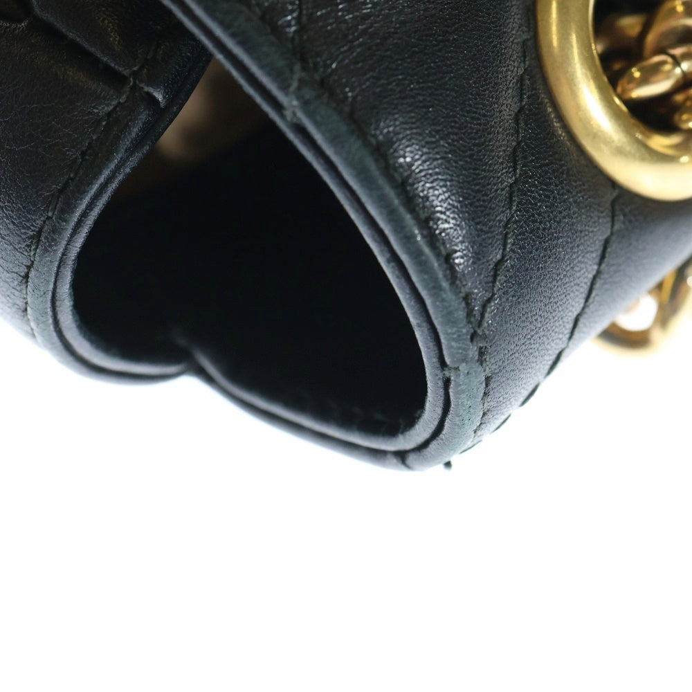 GUCCI(グッチ) GGマーモント キルティングショルダーバッグ チェーンバッグ ゴールド金具 レザー ブラック 443497