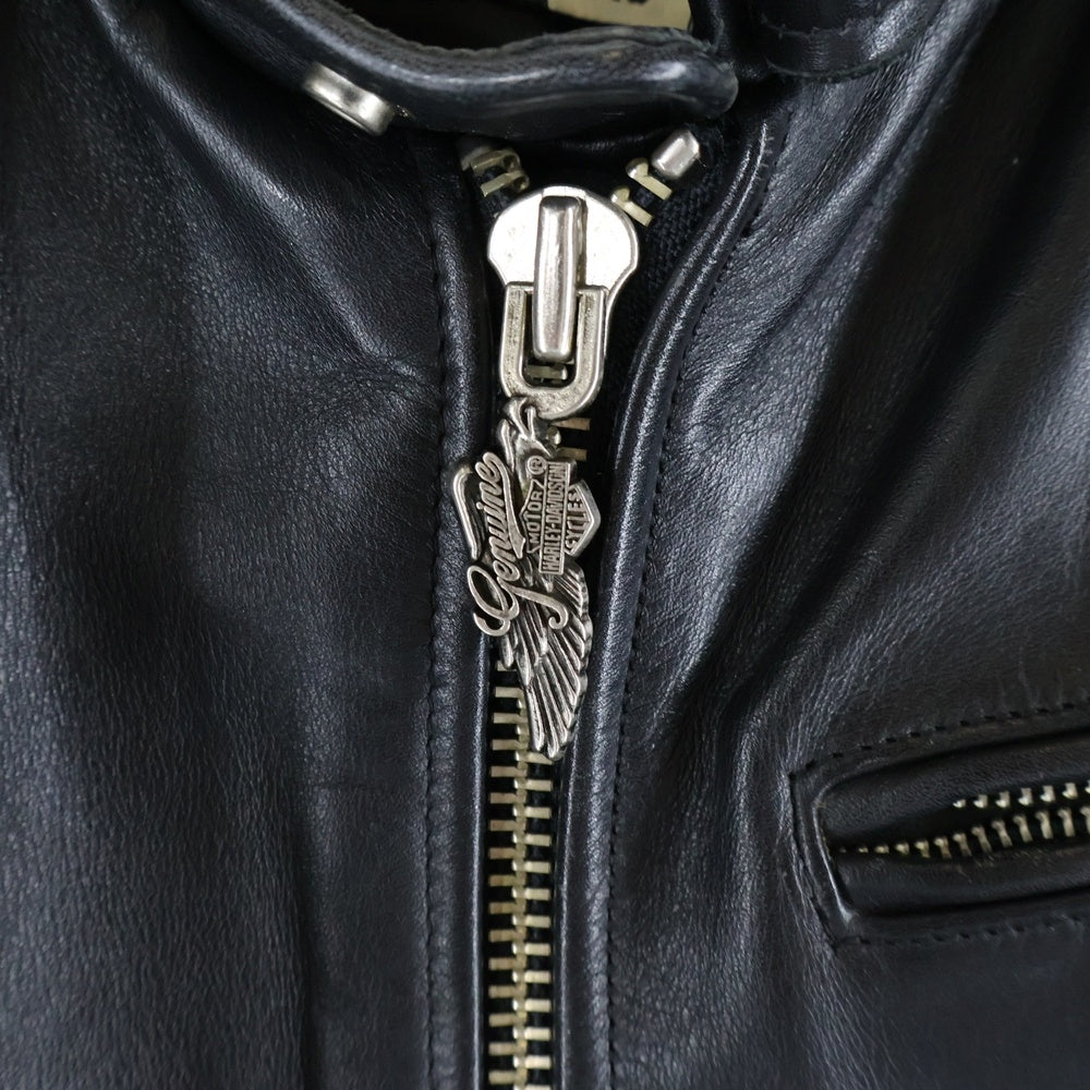 Harley-Davidson シングルライダースジャケット L ブラック Harley-Davidson ブラック シングルライダースジャケット M Vtg USA