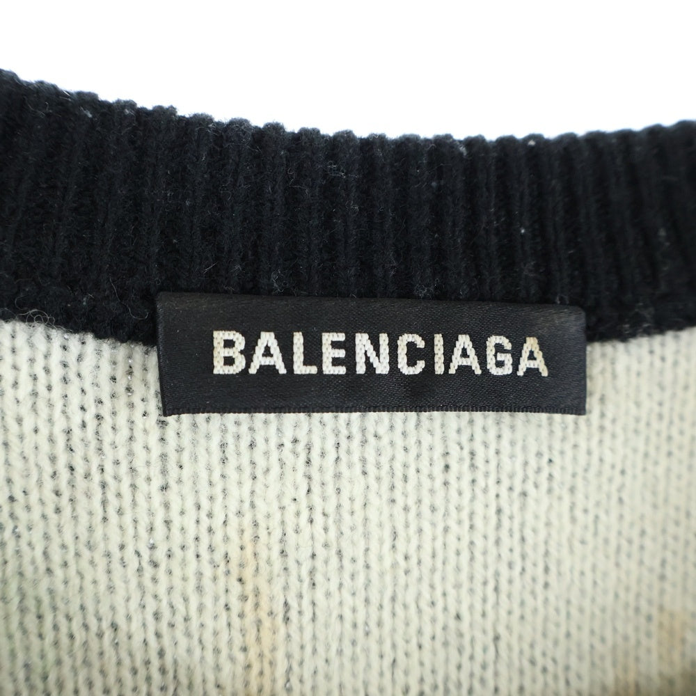 BALENCIAGA(バレンシアガ) 20AW オールオーバーロゴジャガード クルーネックニットセーター ブラック 648433 T1567