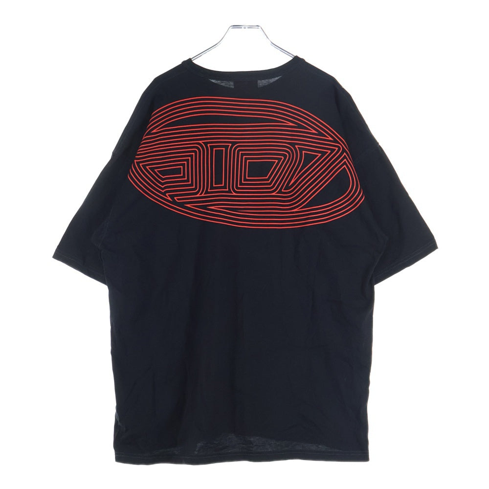 DIESEL(ディーゼル) フロントロゴ刺繍 バックDデザイン クルーネック半袖Tシャツカットソー ブラック A15164