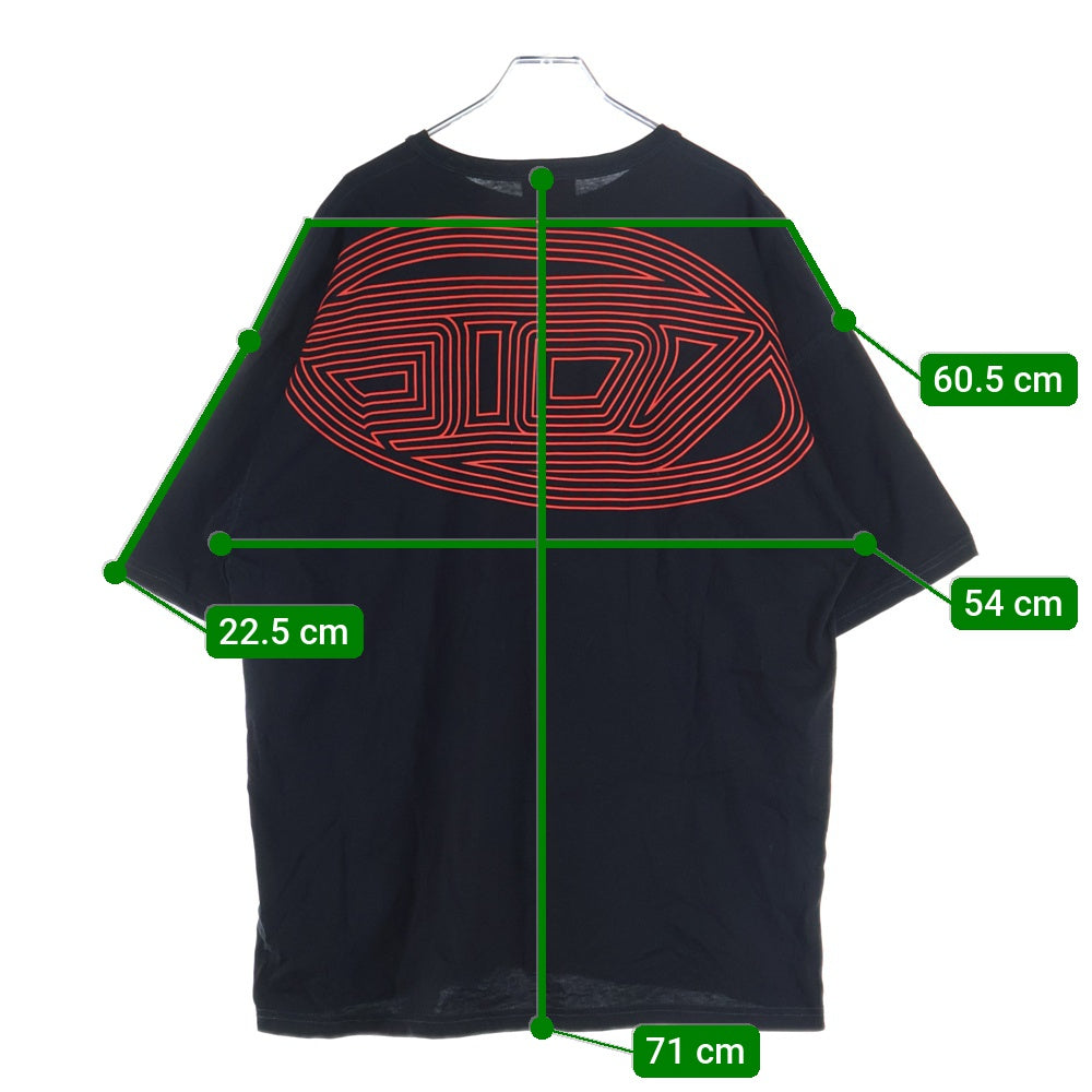 DIESEL(ディーゼル) フロントロゴ刺繍 バックDデザイン クルーネック半袖Tシャツカットソー ブラック A15164