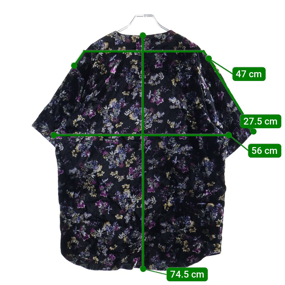 SUPREME(シュプリーム) 19AW Floral Velour Baseball Jersey フローラル ベロアジャージー 半袖ベースボールシャツ ブラック