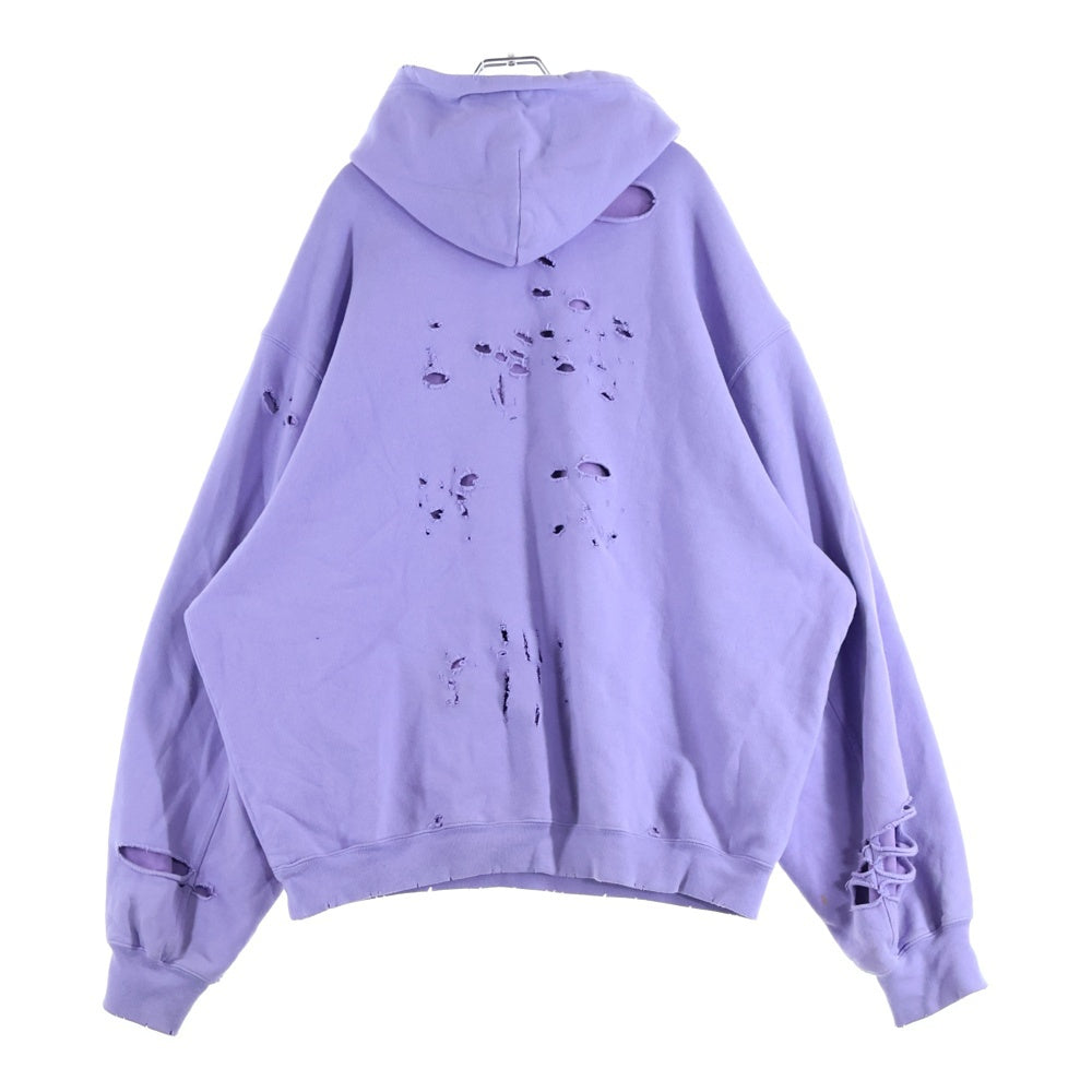 BALENCIAGA(バレンシアガ) 21SS Caps Destroyed Hoodie デストロイ加工 プルオーバーパーカー パープル 659403 TKVB6