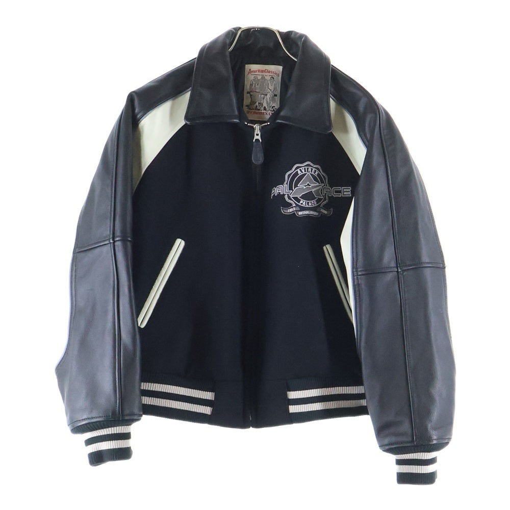 AVIREX(アヴィレックス) 24AW ×PALACE パレス アームレザー切り替え スタジャン ジャケット ブラック