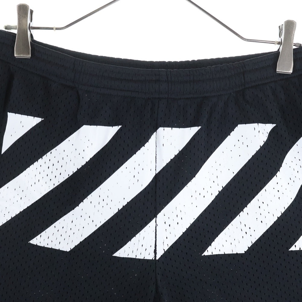 OFF-WHITE(オフホワイト) フロントプリント メッシュ ハーフパンツ ショーツ ブラック 1178-343-3484