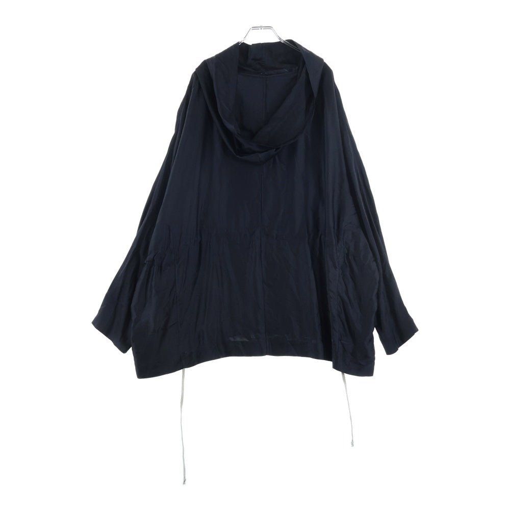 Rick Owens(リックオウエンス) 25SS サテン ドローコード チュニックプルオーバーパーカー フーディー ブラック RR01E5702-SCH