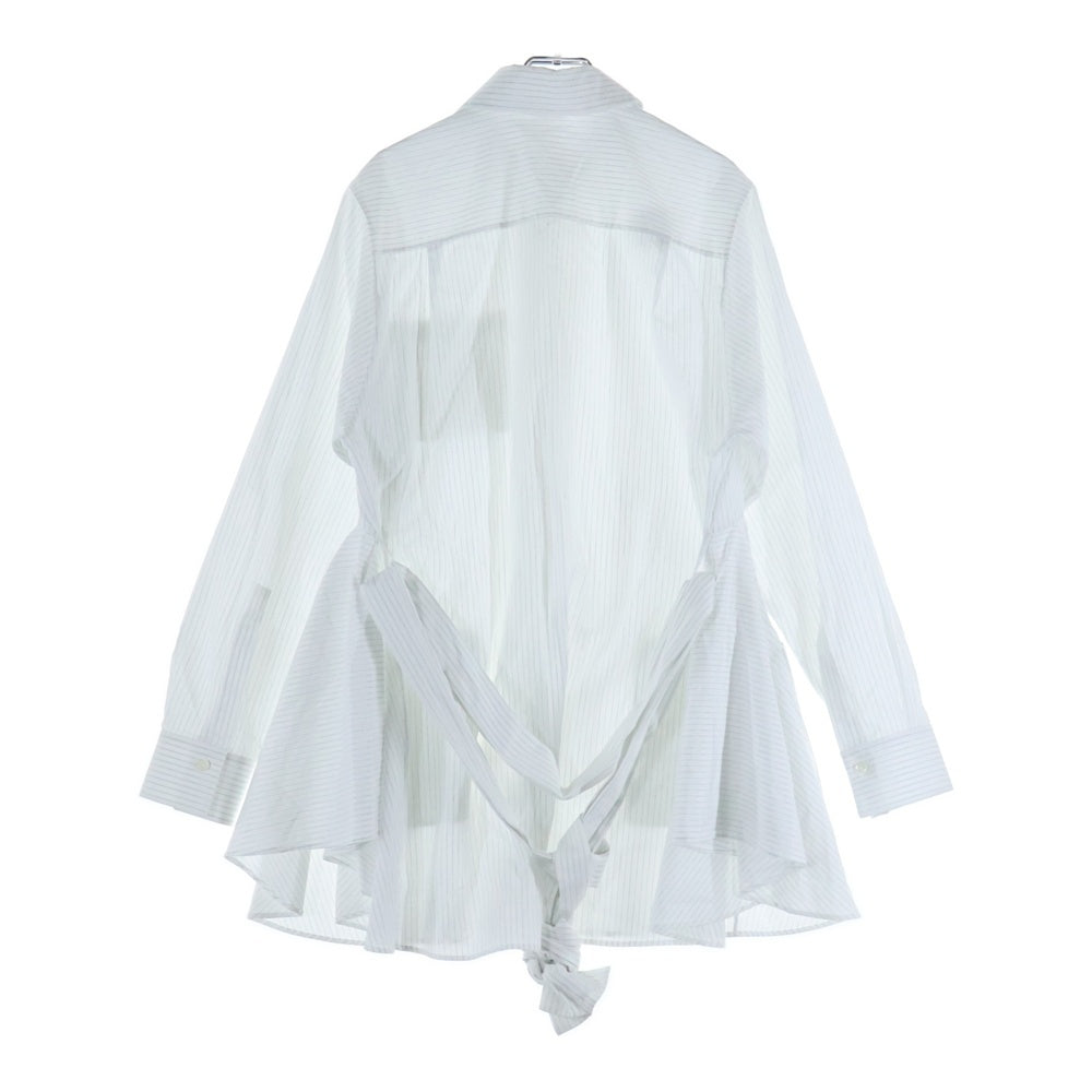LOEWE(ロエベ) 25SS ベルテッド ストライプ コットン長袖シャツ ホワイト レディース S359Y05XDL