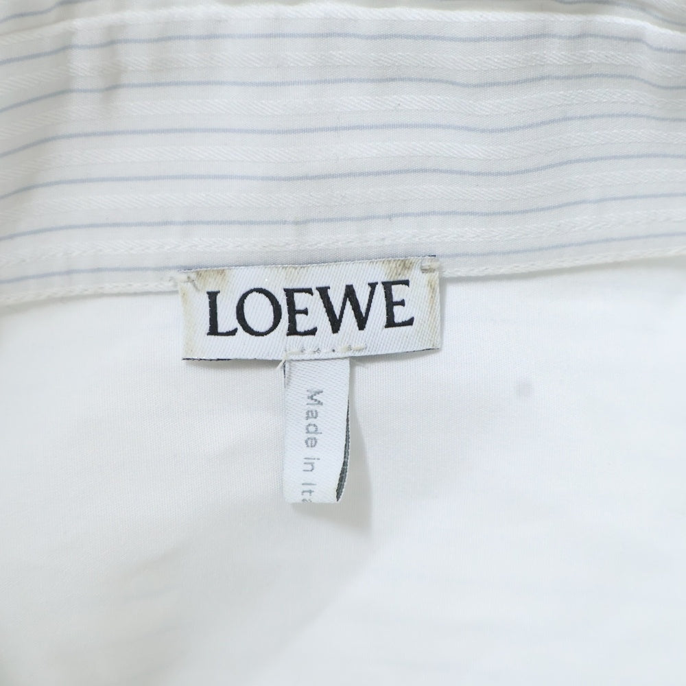 LOEWE(ロエベ) 25SS ベルテッド ストライプ コットン長袖シャツ ホワイト レディース S359Y05XDL