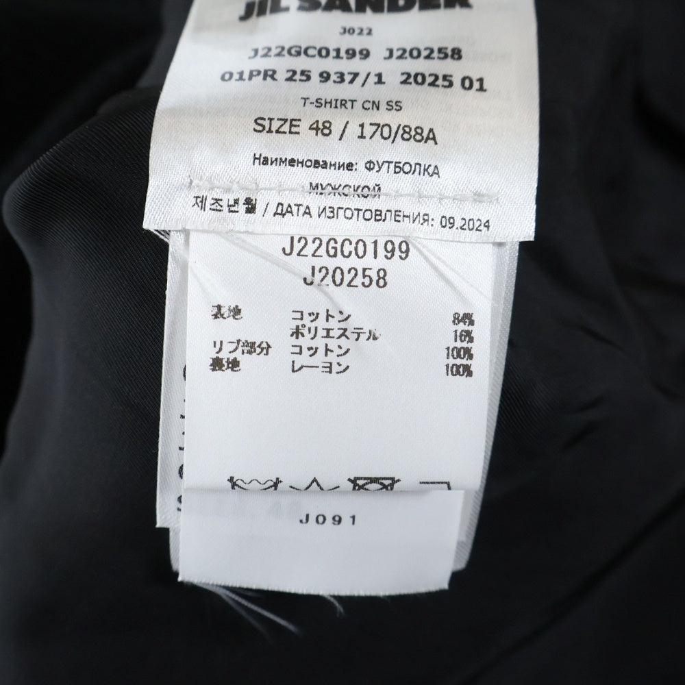 JIL SANDER(ジルサンダー) 25SS Shoulder Zip T-SHIRT ショルダージップ半袖Tシャツ ブラック J22GC0199 J20258