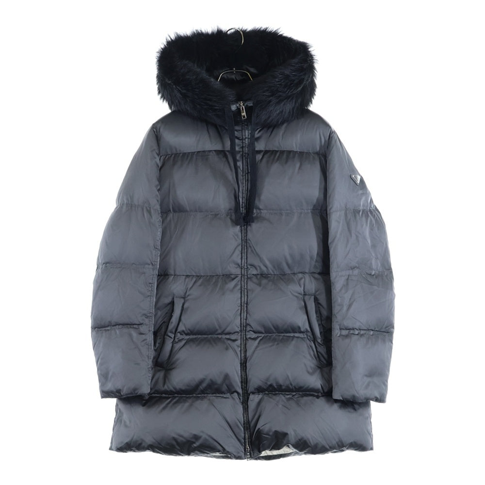 PRADA(プラダ) 20AW Aライン シープスキン ファー付きナイロンダウンコート グレー 29P117 レディース