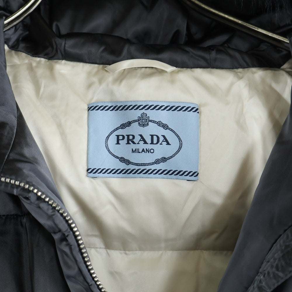 PRADA(プラダ) 20AW Aライン シープスキン ファー付きナイロンダウンコート グレー 29P117 レディース