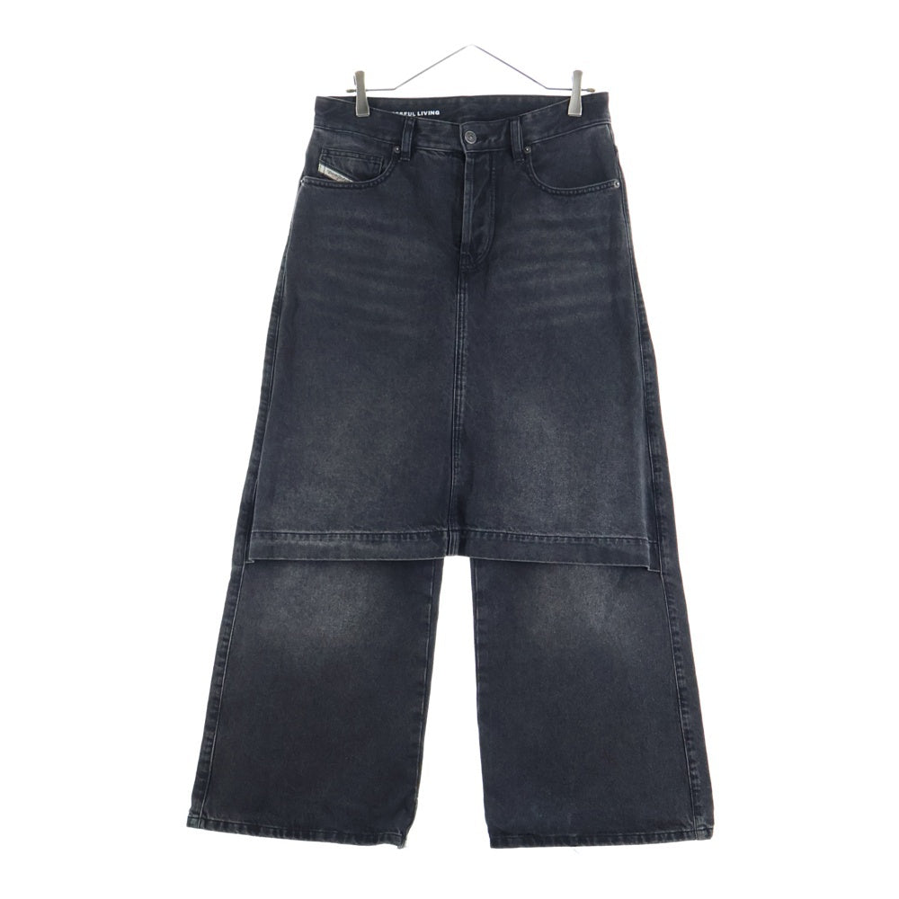 DIESEL(ディーゼル) D-SYREN-J-S レイヤードスカート デニムパンツ ブラック A14772