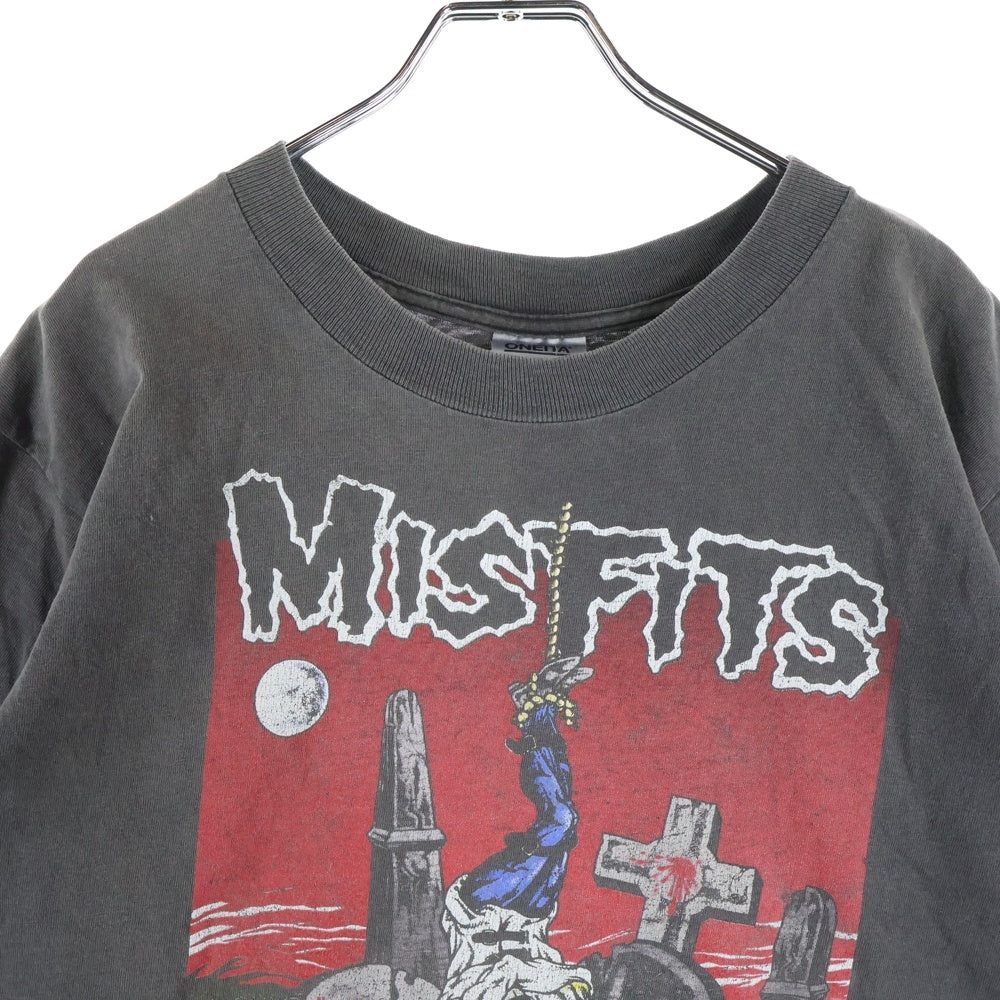 VINTAGE(ヴィンテージ) 90S MISFITS PUSHED 1995 ヴィンテージ ミスフィッツ ヘッドプリント フロントプリント クルーネック半袖Tシャツ カットソー チャコールグレー