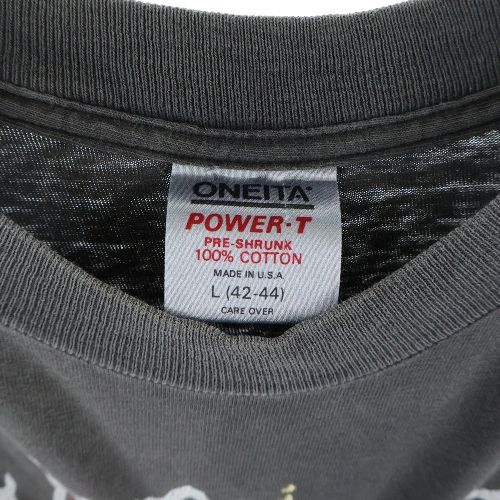 VINTAGE(ヴィンテージ) 90S MISFITS PUSHED 1995 ヴィンテージ ミスフィッツ ヘッドプリント フロントプリント クルーネック半袖Tシャツ カットソー チャコールグレー