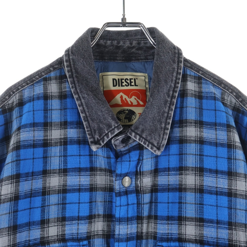 DIESEL(ディーゼル) S-BUN-A シャツジャケット チェックシャツジャケット ブルー A03340