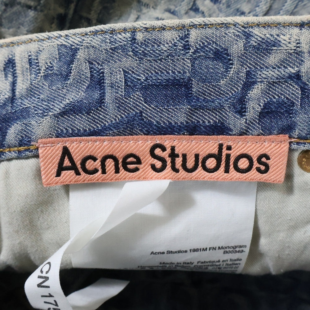Acne Studios(アクネ ストゥディオズ) 1981M FN Monogram モノグラムルーズフィット ワイドデニムパンツ ブルー B00349