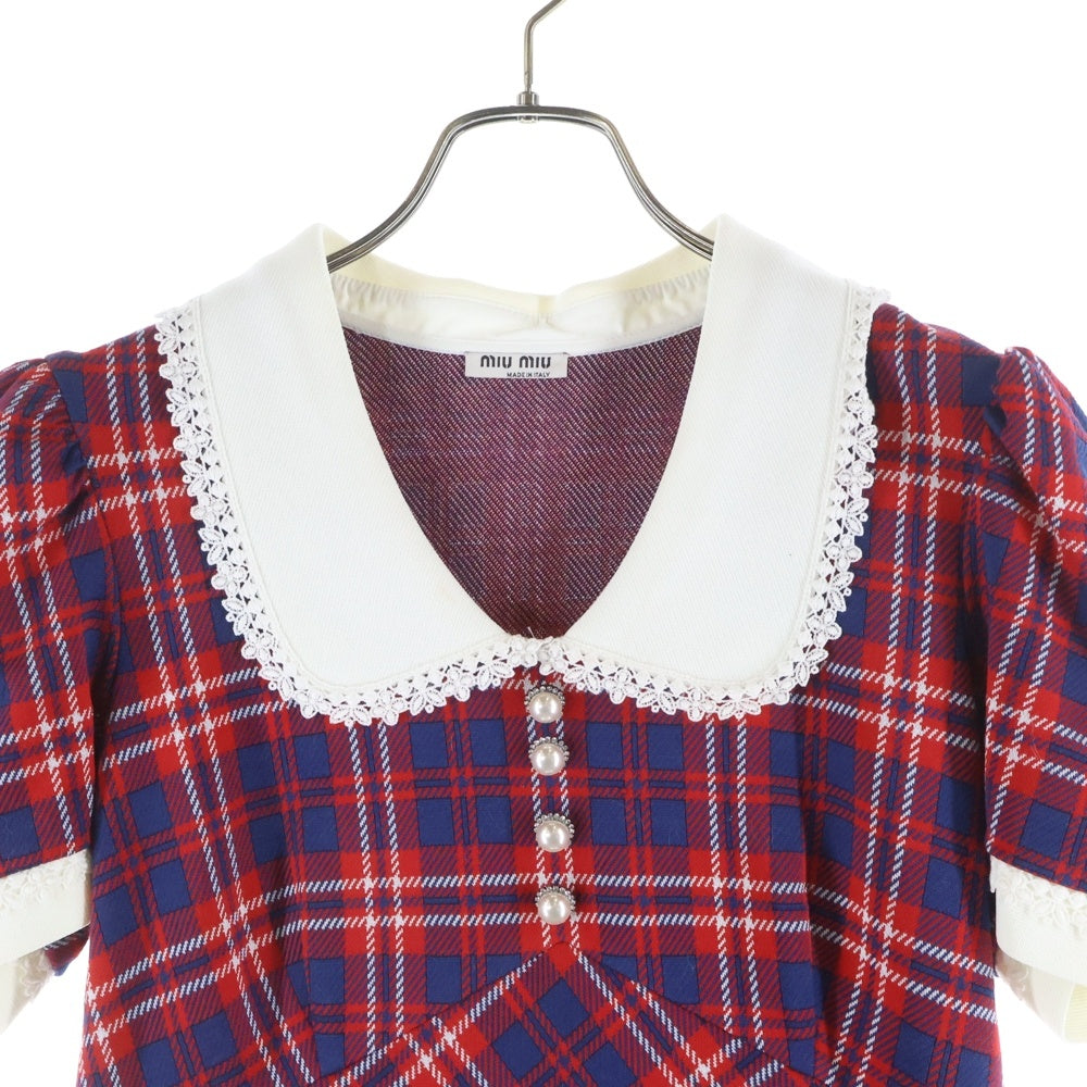 miumiu(ミュウミュウ) Plaid Mini Dress in Rosso チェック柄 ミニ