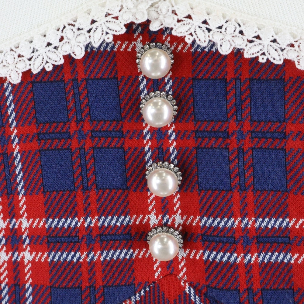 miumiu(ミュウミュウ) Plaid Mini Dress in Rosso チェック柄 ミニドレス ワンピース レッド MJA801 1IWJ レディース