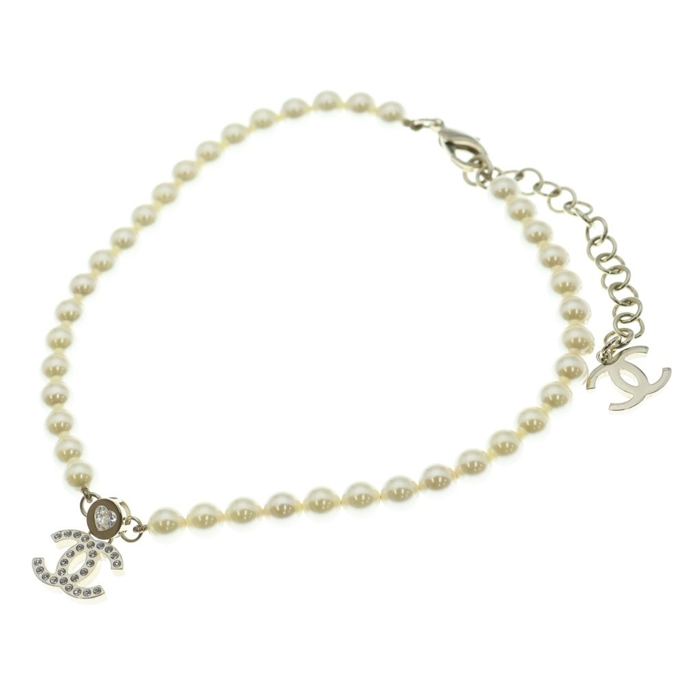 CHANEL(シャネル) パールネックレス ラインストーン ハートモチーフ ゴールド B24B レディース