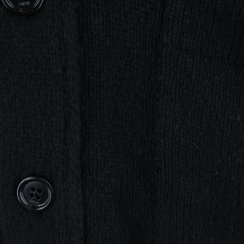 Christian Dior(クリスチャンディオール) レフトサイドロゴ刺繍 Vネック カシミヤ カーディガン ブラック 243M230AT474