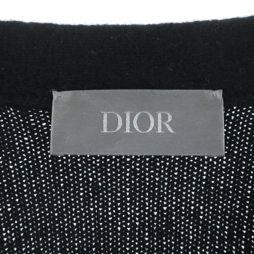 Christian Dior(クリスチャンディオール) レフトサイドロゴ刺繍 Vネック カシミヤ カーディガン ブラック 243M230AT474