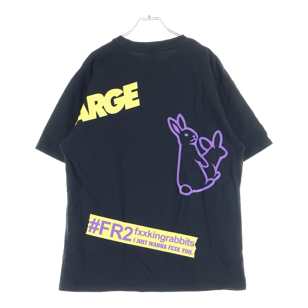 FR2(エフアールツー) ×XLARGE ×エクストララージ 両面ロゴプリント クルーネック半袖Tシャツ カットソー ブラック FRC1106