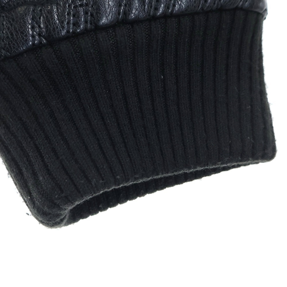 UNKNOWN LONDON(アンノーンロンドン) フェイクレザー 総柄デザイン レザージャケット ブラック